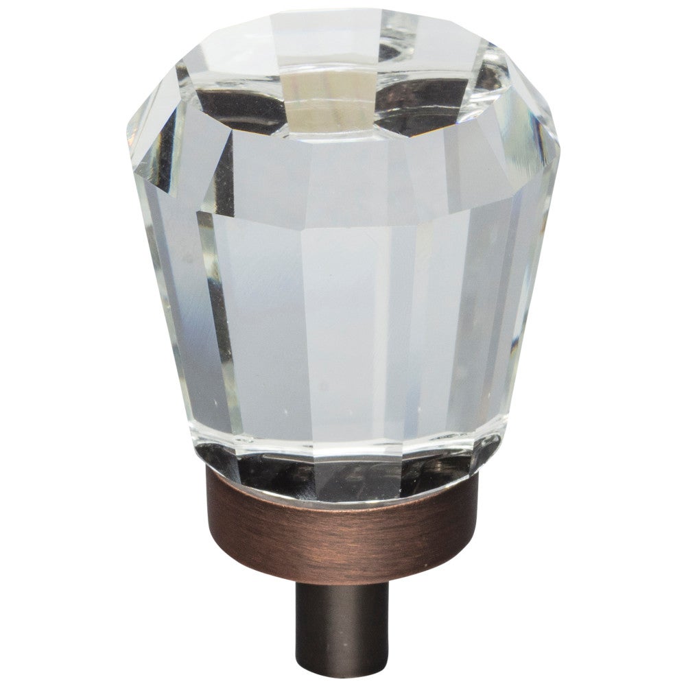 1" Overall Length Satin Nickel Faceted Glass Harlow Cabinet Knob