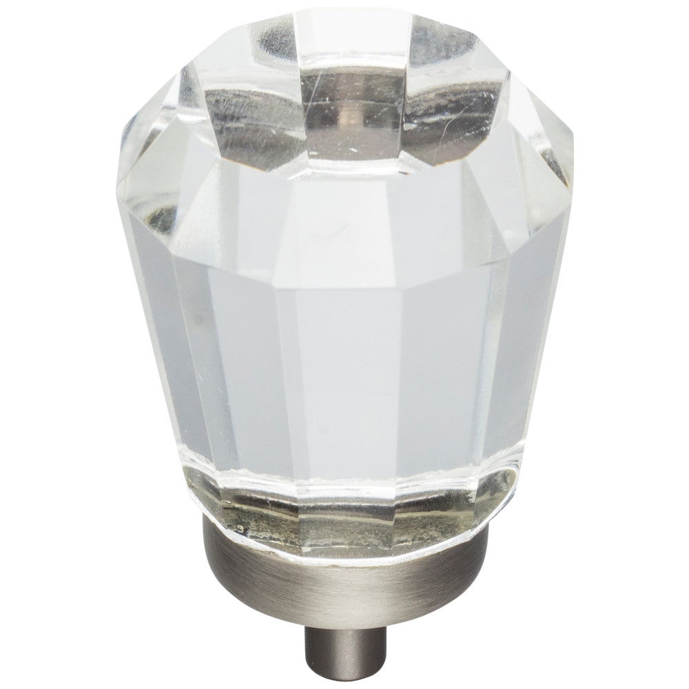 1" Overall Length Satin Nickel Faceted Glass Harlow Cabinet Knob