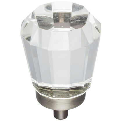 1" Overall Length Satin Nickel Faceted Glass Harlow Cabinet Knob