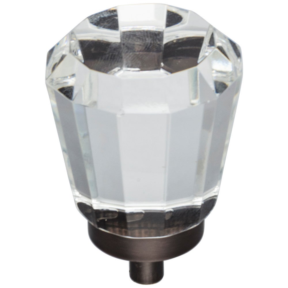 1" Overall Length Satin Nickel Faceted Glass Harlow Cabinet Knob