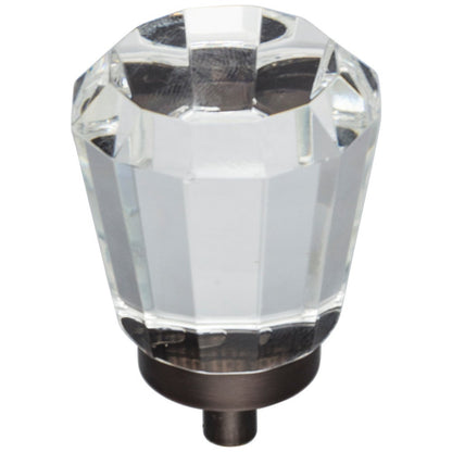 1" Overall Length Satin Nickel Faceted Glass Harlow Cabinet Knob
