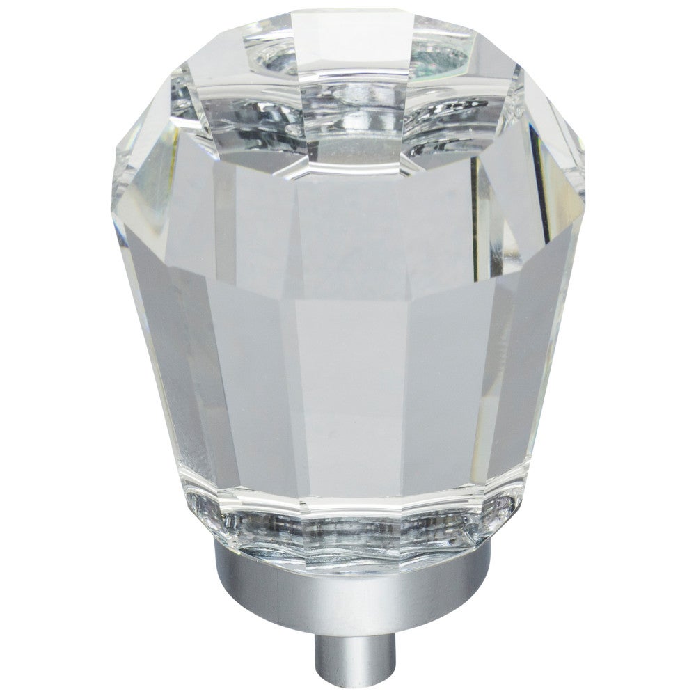 1" Overall Length Satin Nickel Faceted Glass Harlow Cabinet Knob
