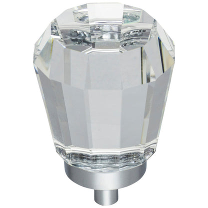 1" Overall Length Satin Nickel Faceted Glass Harlow Cabinet Knob