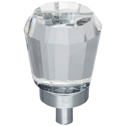 1" Overall Length Satin Nickel Faceted Glass Harlow Cabinet Knob
