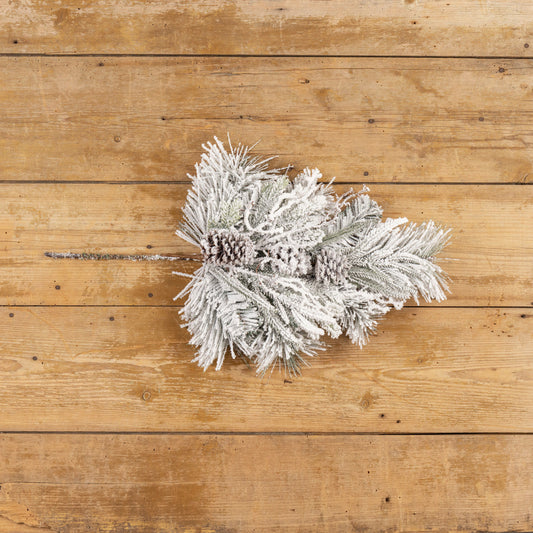 28" HEAVILY FLOCKED PINE SPRAY