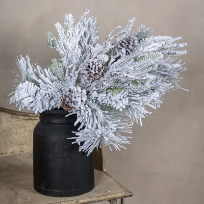 28" HEAVILY FLOCKED PINE SPRAY