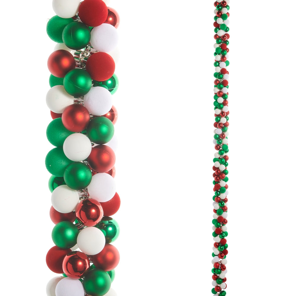 5' Red, Green, White Ball Garland