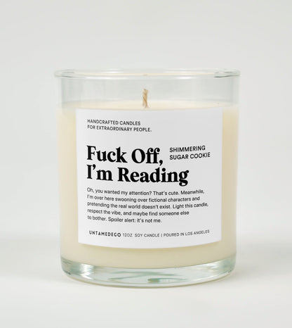 Fuck Off I'm Reading Glass Candle
