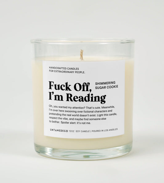 Fuck Off I'm Reading Glass Candle