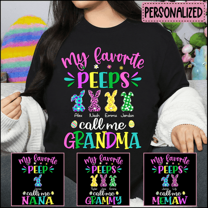 My Favorite Bunnies Call Me Grandma - Personalized Custom T Shirt - Easter Day, Birthday, Loving, Funny Gift for Grandma/Nana/Mimi, Mom, Wife, Grandparent, Easter Eggs