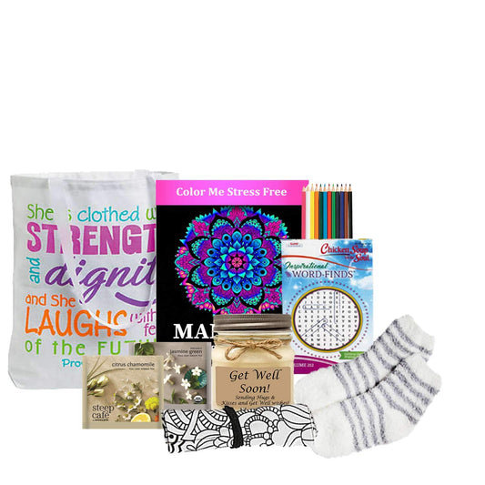 Get Well Soon Coloring & Activity Tote-  get well soon gift basket -