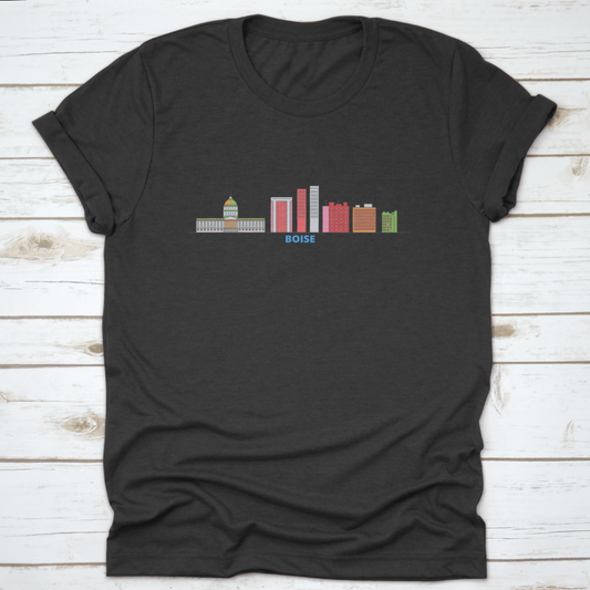United States, Boise Line Cityscape, Flat Vector. Travel City | Binge T-shirt Shop