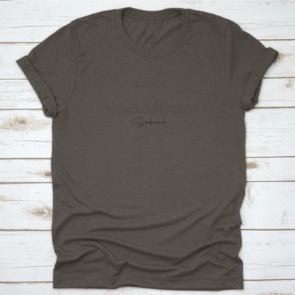 Single Continuous Line Drawing of Spokane City Skyline, Washington | Binge T-shirt Shop