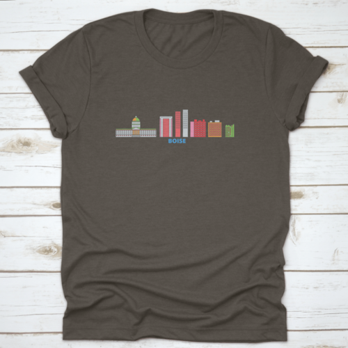 United States, Boise Line Cityscape, Flat Vector. Travel City | Binge T-shirt Shop