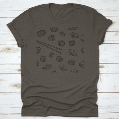 Seamless Pattern Sushi. Chopsticks, Wasabi, Nigiri, Maki, Uramaki | Apparel | Under $100 | Kitchen + Metal