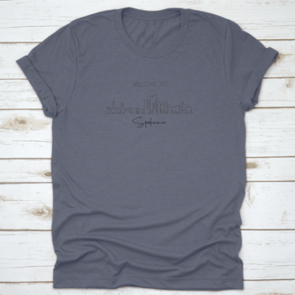 Single Continuous Line Drawing of Spokane City Skyline, Washington | Binge T-shirt Shop