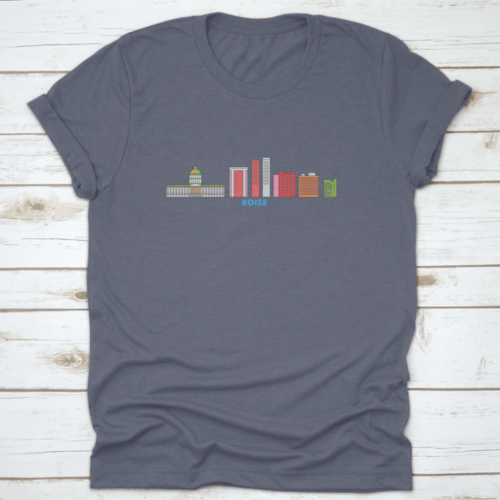 United States, Boise Line Cityscape, Flat Vector. Travel City | Binge T-shirt Shop
