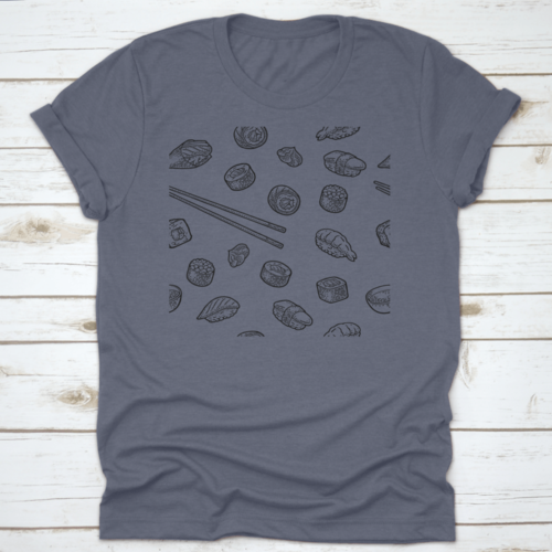 Seamless Pattern Sushi. Chopsticks, Wasabi, Nigiri, Maki, Uramaki | Apparel | Under $100 | Kitchen + Metal