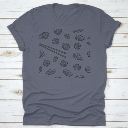 Seamless Pattern Sushi. Chopsticks, Wasabi, Nigiri, Maki, Uramaki | Apparel | Under $100 | Kitchen + Metal