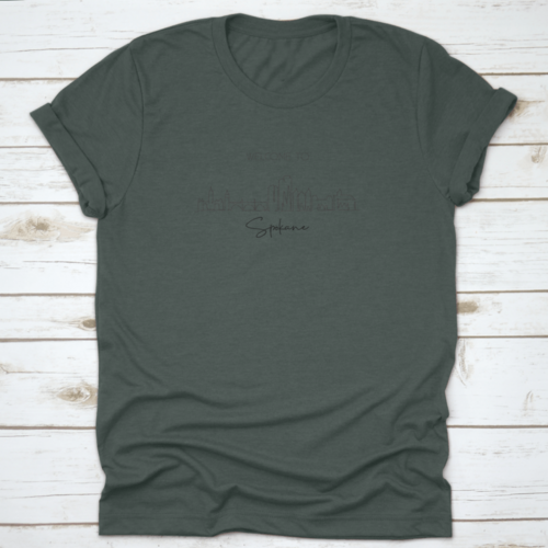 Single Continuous Line Drawing of Spokane City Skyline, Washington | Binge T-shirt Shop