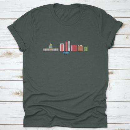 United States, Boise Line Cityscape, Flat Vector. Travel City | Binge T-shirt Shop