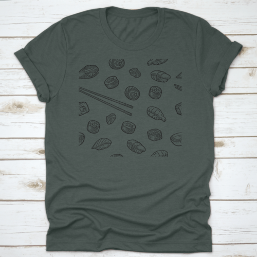 Seamless Pattern Sushi. Chopsticks, Wasabi, Nigiri, Maki, Uramaki | Apparel | Under $100 | Kitchen + Metal
