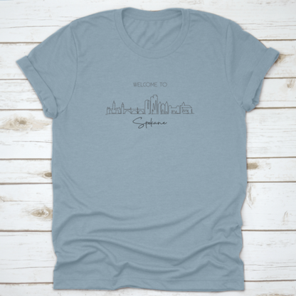 Single Continuous Line Drawing of Spokane City Skyline, Washington | Binge T-shirt Shop