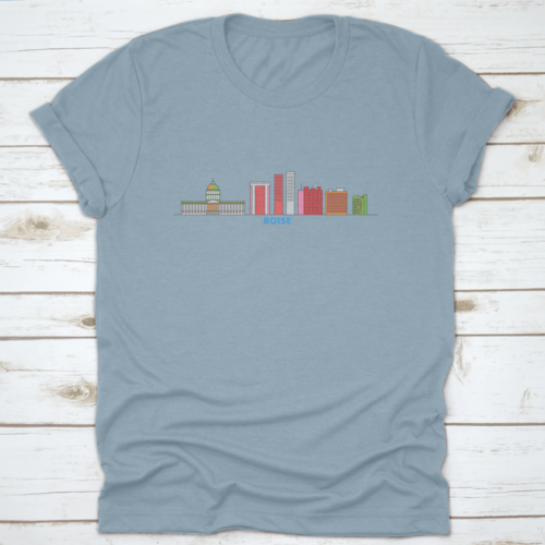 United States, Boise Line Cityscape, Flat Vector. Travel City | Binge T-shirt Shop