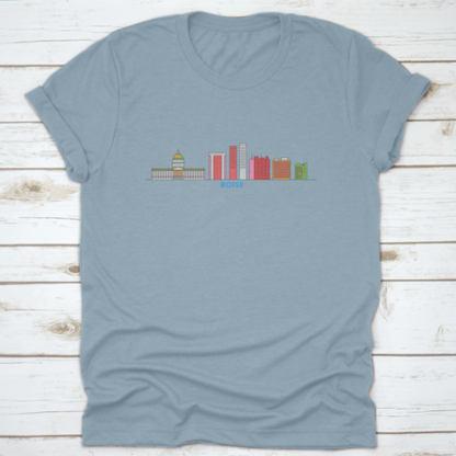 United States, Boise Line Cityscape, Flat Vector. Travel City | Binge T-shirt Shop