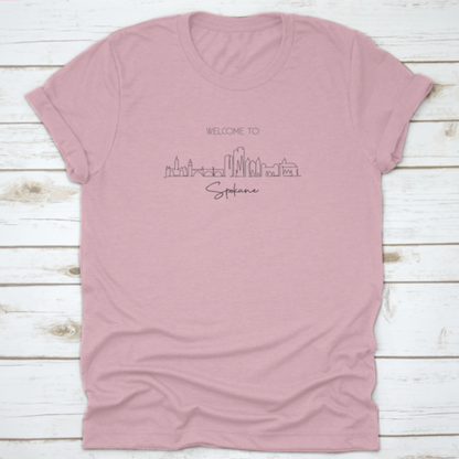 Single Continuous Line Drawing of Spokane City Skyline, Washington | Binge T-shirt Shop