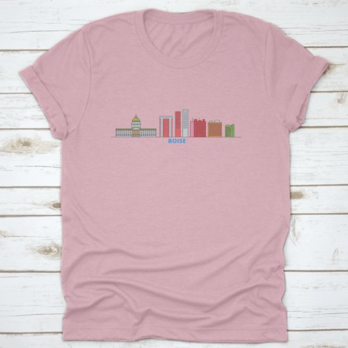 United States, Boise Line Cityscape, Flat Vector. Travel City | Binge T-shirt Shop