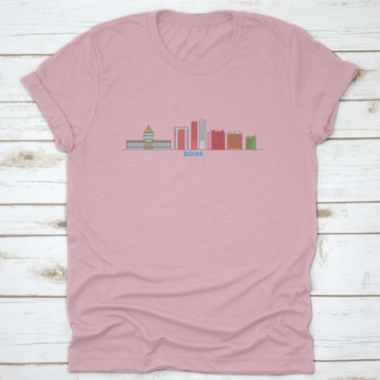 United States, Boise Line Cityscape, Flat Vector. Travel City | Binge T-shirt Shop