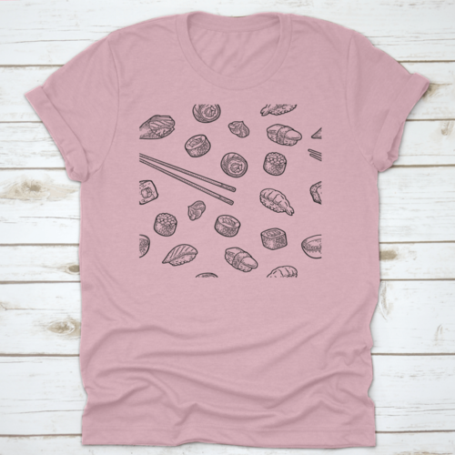 Seamless Pattern Sushi. Chopsticks, Wasabi, Nigiri, Maki, Uramaki | Apparel | Under $100 | Kitchen + Metal