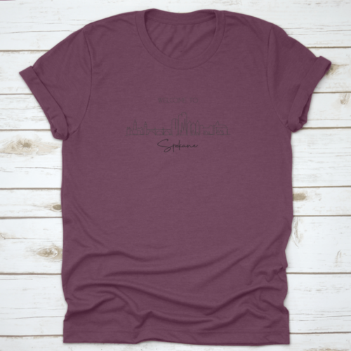 Single Continuous Line Drawing of Spokane City Skyline, Washington | Binge T-shirt Shop