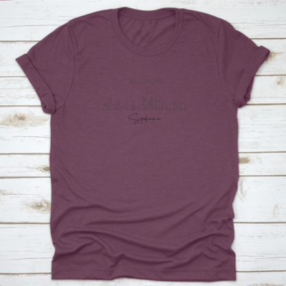 Single Continuous Line Drawing of Spokane City Skyline, Washington | Binge T-shirt Shop