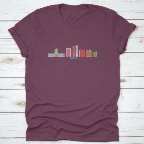 United States, Boise Line Cityscape, Flat Vector. Travel City | Binge T-shirt Shop