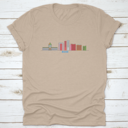 United States, Boise Line Cityscape, Flat Vector. Travel City | Binge T-shirt Shop
