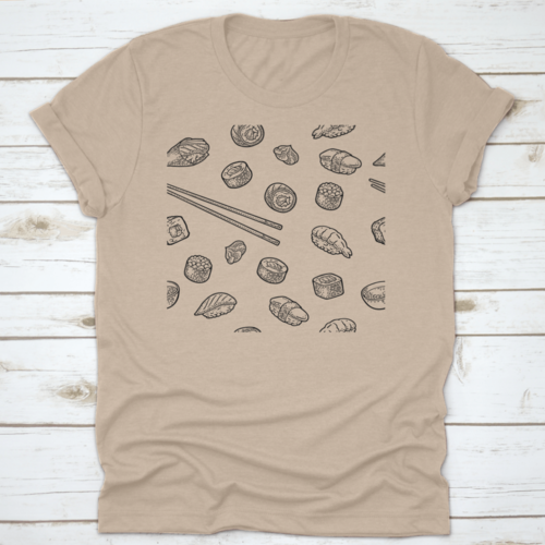 Seamless Pattern Sushi. Chopsticks, Wasabi, Nigiri, Maki, Uramaki | Apparel | Under $100 | Kitchen + Metal