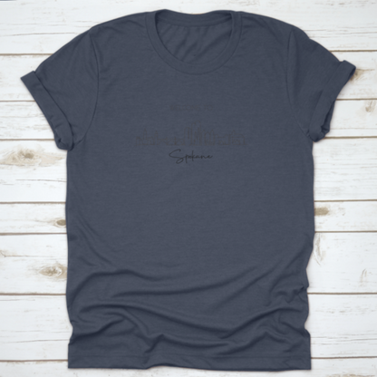 Single Continuous Line Drawing of Spokane City Skyline, Washington | Binge T-shirt Shop