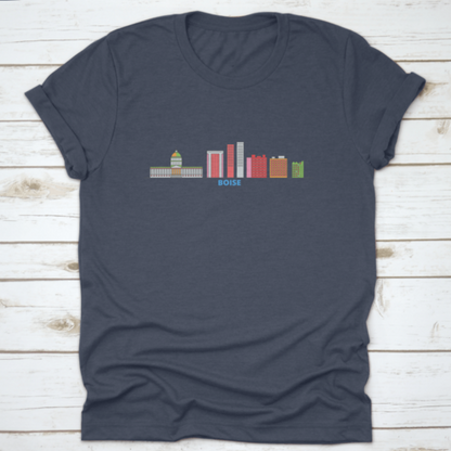 United States, Boise Line Cityscape, Flat Vector. Travel City | Binge T-shirt Shop