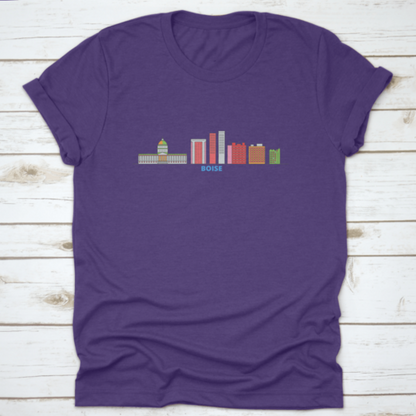 United States, Boise Line Cityscape, Flat Vector. Travel City | Binge T-shirt Shop