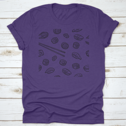 Seamless Pattern Sushi. Chopsticks, Wasabi, Nigiri, Maki, Uramaki | Apparel | Under $100 | Kitchen + Metal