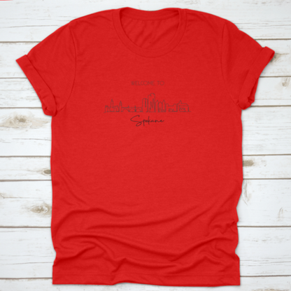 Single Continuous Line Drawing of Spokane City Skyline, Washington | Binge T-shirt Shop