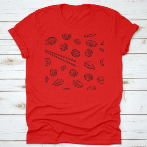 Seamless Pattern Sushi. Chopsticks, Wasabi, Nigiri, Maki, Uramaki | Apparel | Under $100 | Kitchen + Metal