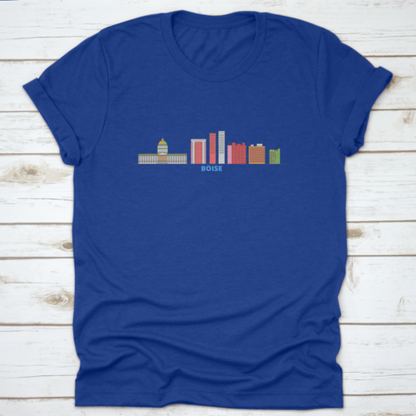 United States, Boise Line Cityscape, Flat Vector. Travel City | Binge T-shirt Shop