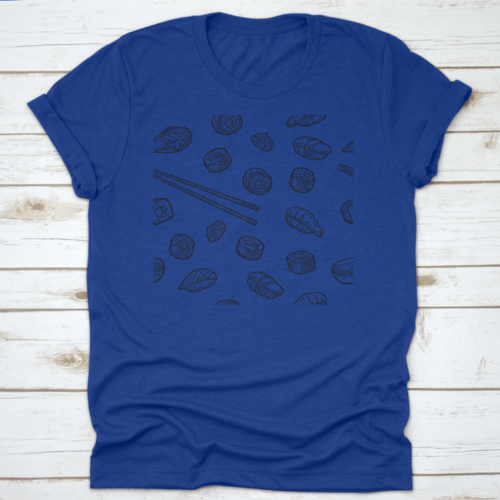 Seamless Pattern Sushi. Chopsticks, Wasabi, Nigiri, Maki, Uramaki | Apparel | Under $100 | Kitchen + Metal