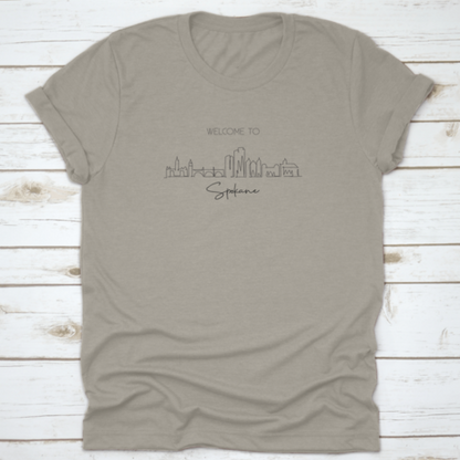 Single Continuous Line Drawing of Spokane City Skyline, Washington | Binge T-shirt Shop