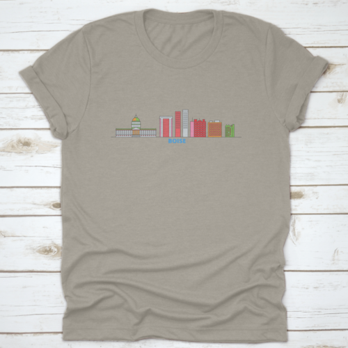 United States, Boise Line Cityscape, Flat Vector. Travel City | Binge T-shirt Shop
