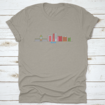 United States, Boise Line Cityscape, Flat Vector. Travel City | Binge T-shirt Shop