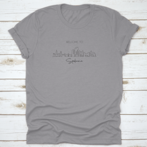 Single Continuous Line Drawing of Spokane City Skyline, Washington | Binge T-shirt Shop